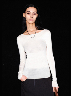 MHV ARCHIVE 德国扬子 美丽奴羊毛岛精18针 无缝一字领打底针织衫