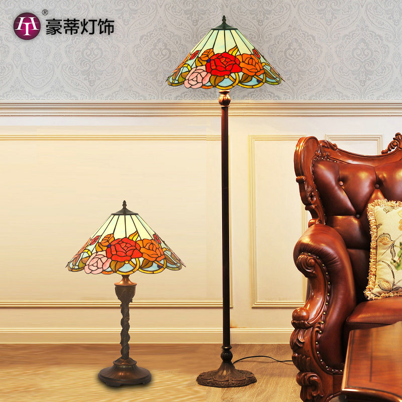 HAUTY 玫瑰落地灯帝凡尼彩玻卧室欧式奢华台灯喜庆浪漫艺术台灯
