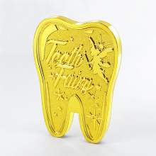 Fairy镀金硬币 牙仙子金币Tooth 异型纪念章礼物奖品 乳牙币