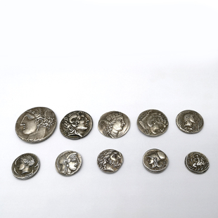 古希腊银币微雕艺术硬币 外国钱币收藏 希腊神话人物肖像雅典女神