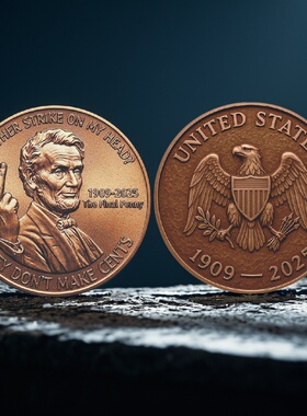 一美分硬币停产林肯纪念章Final Cent 1909-2025硬币金属浮雕文创