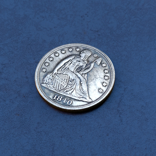 仿古1840拿旗雕刻硬币创意节日礼品玩具复古欧美风质感黄铜币把玩