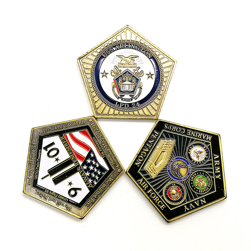 美国挑战币异形五角硬币装饰创意礼品旅游军事海军徽章金属牌摆件