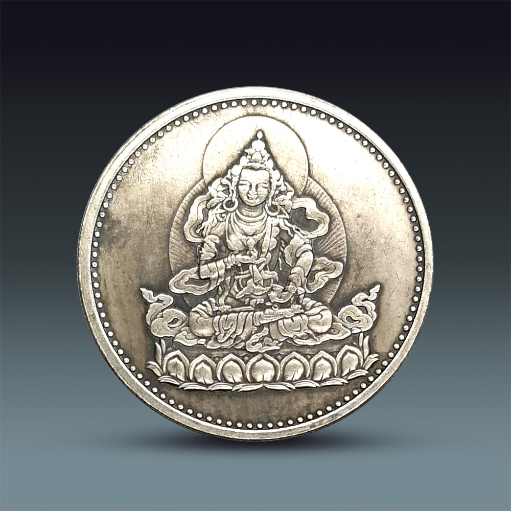 文殊菩萨圣像心经硬币佛像雕刻古玩仿古 佛像摆件把玩收藏工艺品