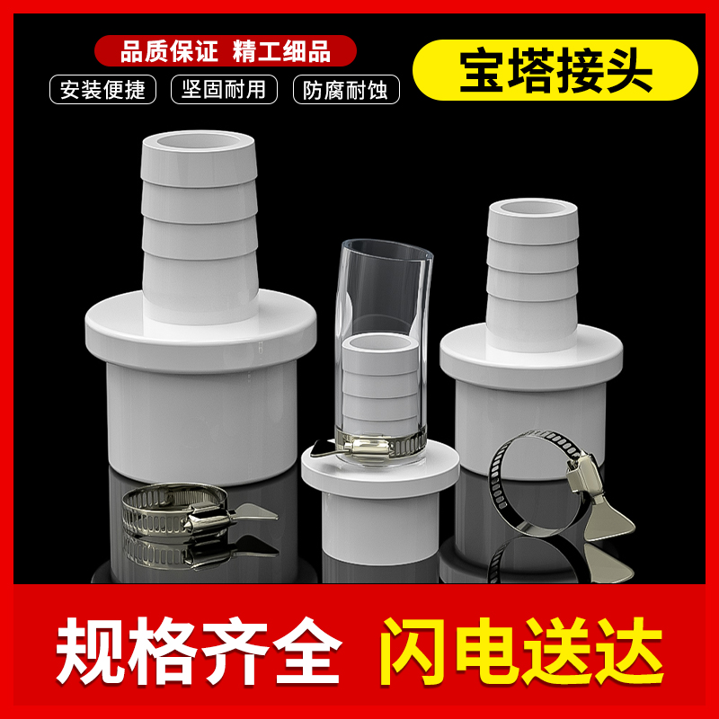 PVC软a管接头白色宝塔外丝直通塑料4分6分1寸20转12变14 16 25mm3