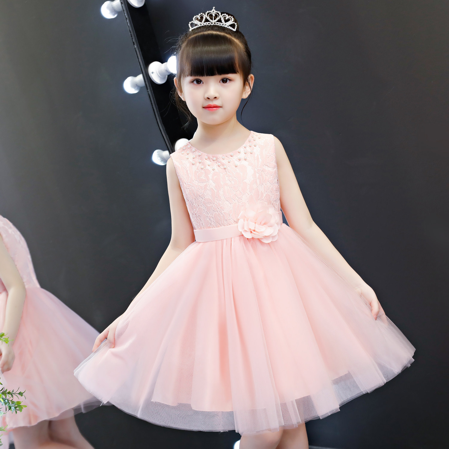 女童夏装连衣裙童装背心公主裙礼服超洋气儿童夏季蓬蓬纱无袖裙子