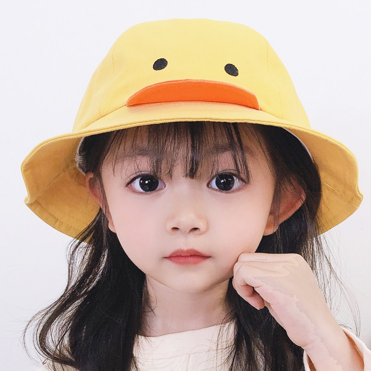 幼儿园宝宝帽子春秋冬季薄款可爱卡通韩版小黄鸭儿童渔夫帽男女新