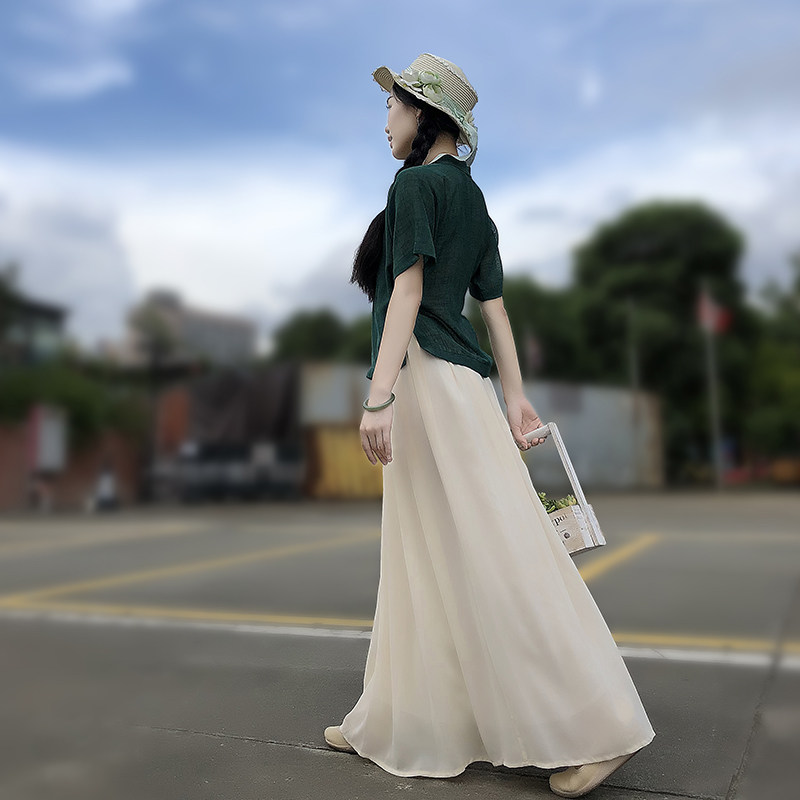 百搭风琴褶齐腰裙一片式传统汉服