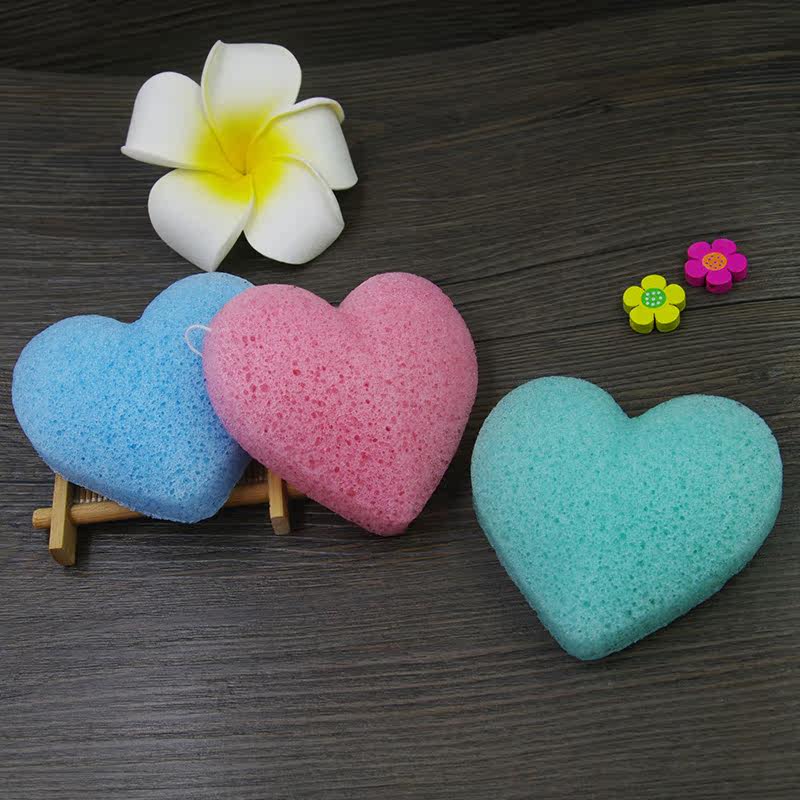 bebevisa心形魔芋洗脸扑洁面球加厚蒟蒻爱心海绵起泡球深层清洁