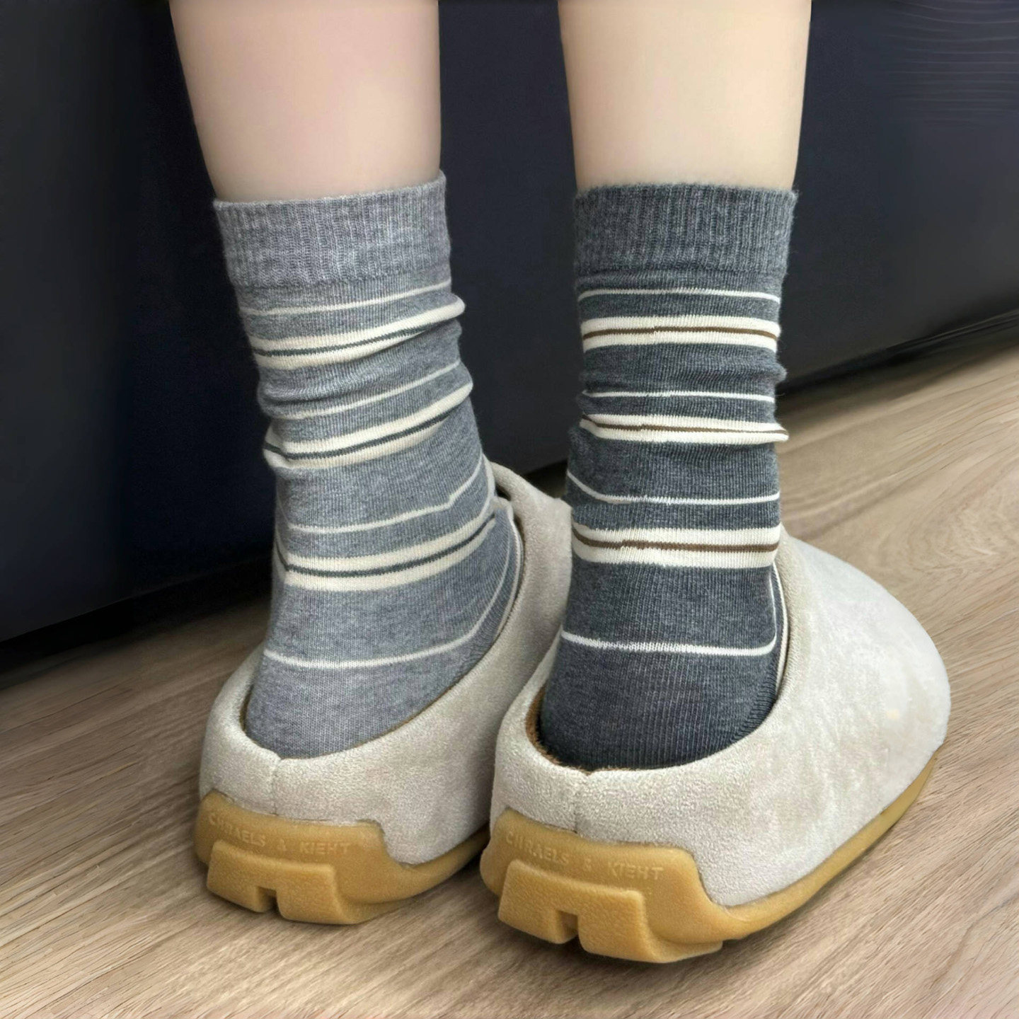 森系堆堆袜子女撞色学院风条纹ins百搭简约中筒袜子纯棉秋季新品