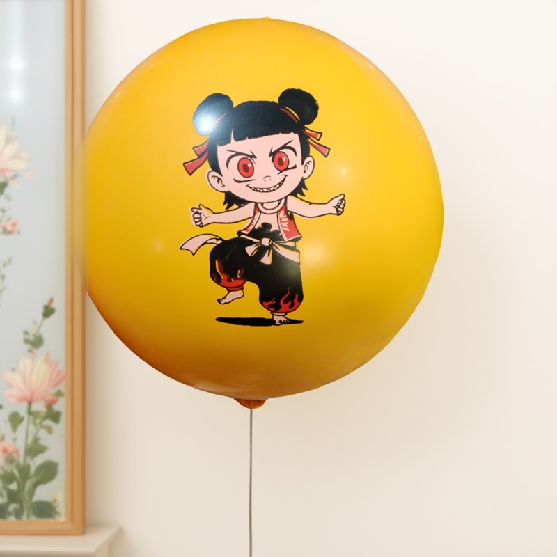 36寸正圆logo招生汪汪灰灰美托杆二维码海贼王哪吒气球推街毛毛