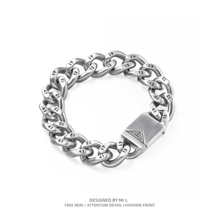 GD权志龙同款1314情侣手链潮流百搭钛钢古巴手链男女简约手环