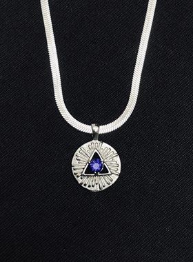 美式法老眼蓝色锆石项链