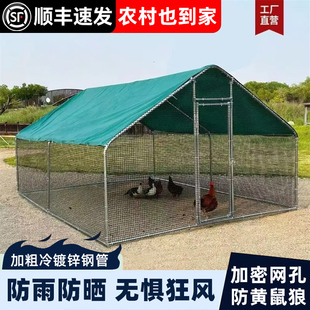 鸡笼子鸽舍养殖棚 户外养鸡棚鸡舍室外搭建大号鸡窝遮雨棚家用组装