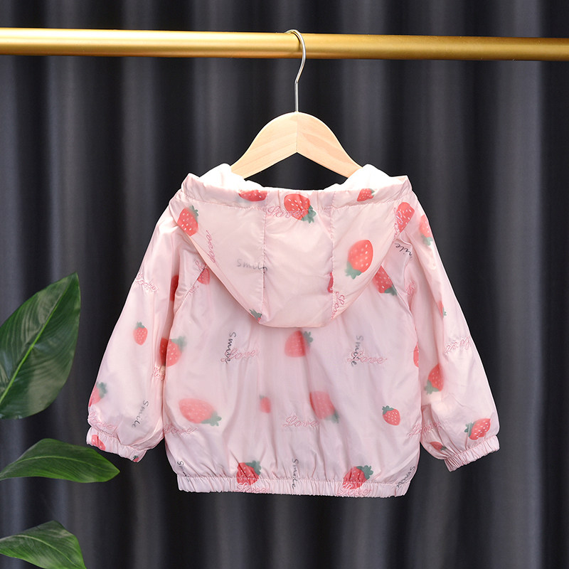 여아 코트 가을 긴팔 2020 여아 딸기 프린트 탑 아동복 봄 가을 한국식 방풍 코트