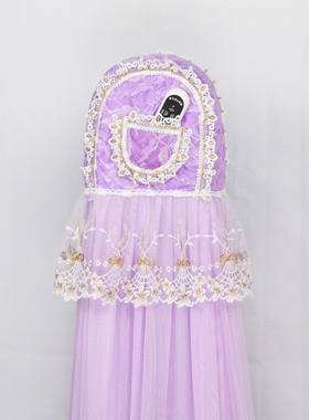 电扇罩全包韩式蕾丝紫色开机不取防尘罩定做无叶电风扇粉色保护罩