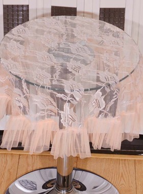 定制蕾丝粉色台布镂空茶几圆形白色桌布防尘罩田园布艺方形圆桌布