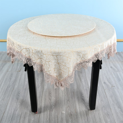 家用简约大圆桌布转盘直径厘米圆形大理石纹欧式台布中式餐桌布艺