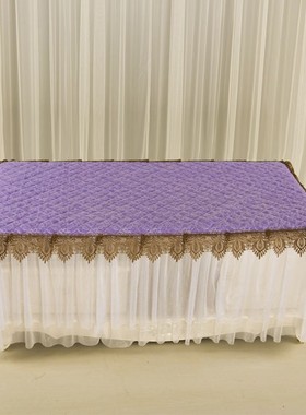 家用欧式茶几紫色防尘罩桌布米黄色布艺蕾丝白色餐桌垫绿色定制包