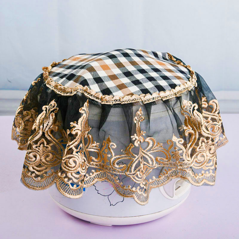 北欧电饭锅套罩子格格布艺防尘罩家用圆形蕾丝花边防油多用盖巾定