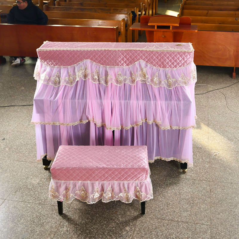 美式奢华丝绒全包钢琴保护套盖巾欧式公主蕾丝琴凳防尘套琴罩定做