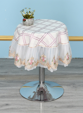 圆桌罩适合圆餐桌子紫色布艺韩式绚丽蓝色定做直径厘米家用防尘罩