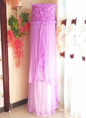 居家立式空调罩开机不取款圆型粉色罩挂机蕾丝欧式紫色防尘罩定做