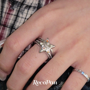 【明星同款】RecoPan重塑未来/原创小众做旧个性满天星星戒指女