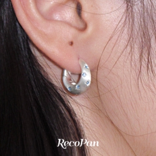 RecoPan暮蝶/原创轻奢设计感锆石拉丝气质百搭通勤耳扣耳圈耳环女