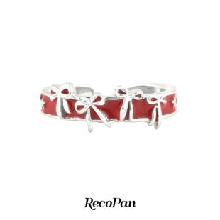 【毛晓彤同款】RecoPan南法甜心/新年红丝绒少女蝴蝶结红色戒指