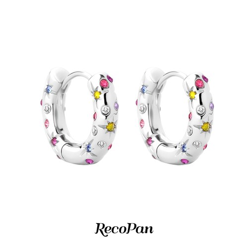 明星同款原创重工彩色水钻耳圈