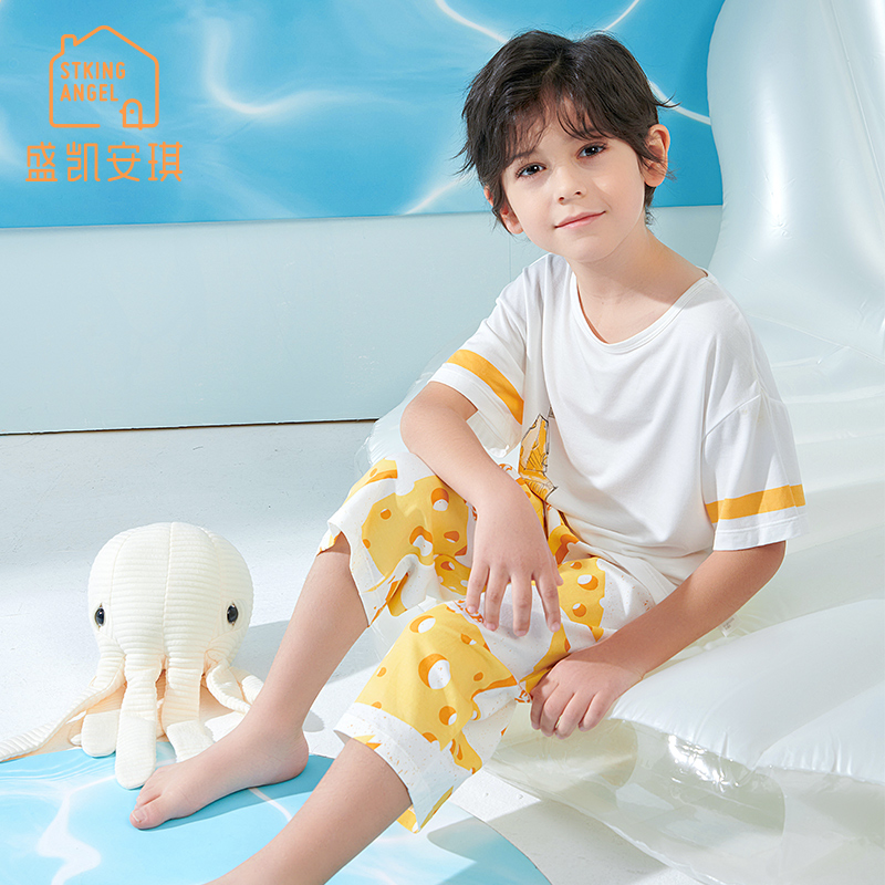 柔软爽滑莫代尔夏季男童睡衣