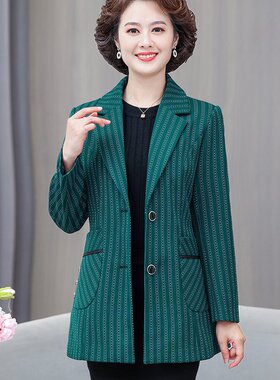 w21春秋外套中老年女士40岁50妈妈年轻洋气西装春装d95短款小西服
