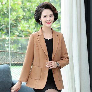 w87春秋外套中老年女2026新款 春装 d91短款 小西服 妈妈气质洋气西装