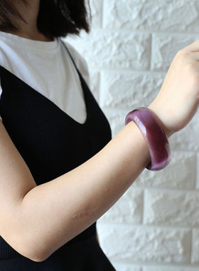 紫色水晶加宽加厚玉镯子