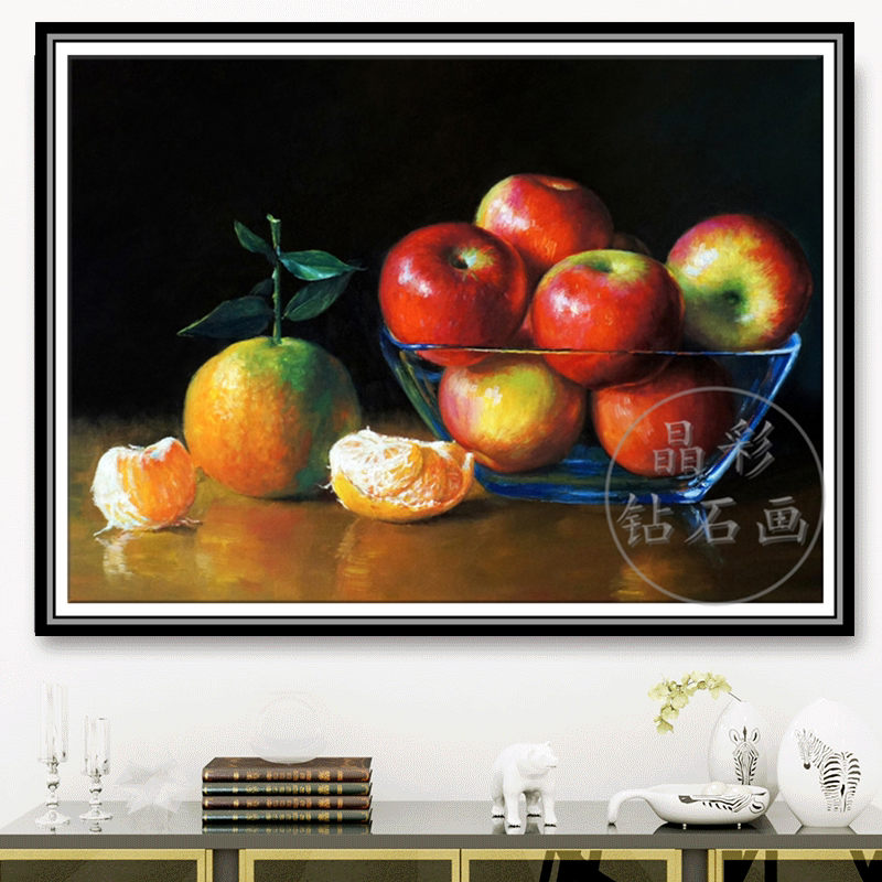手工满钻点钻十字绣新款2021餐厅客厅水果平平安安苹果橘子钻石画