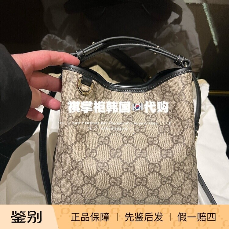 祺掌柜韩国免税店Gucci古驰Emblem方形水桶包