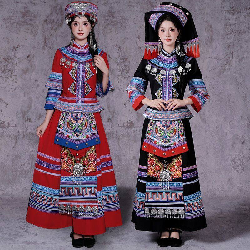 壮族服装女装广西三月三少数民族服饰壮成人盛装壮锦舞蹈演出旅拍图片