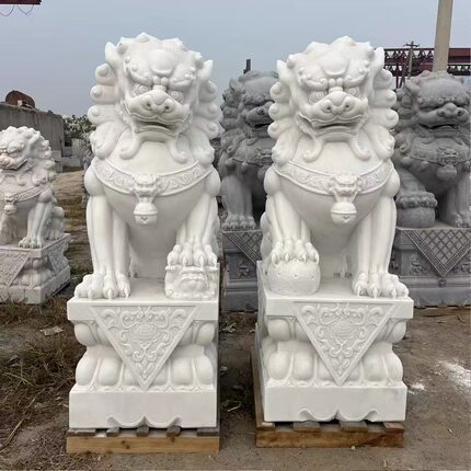 石雕石狮子一对家用青石汉白玉庭院大门口石头狮子单位公司摆件