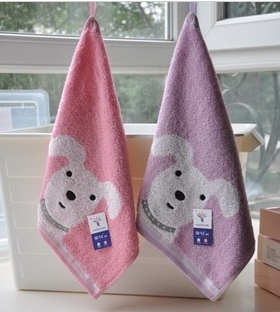 金号方巾正品纯棉无捻纱绣小狗柔软舒适方巾抹手巾G6850WH