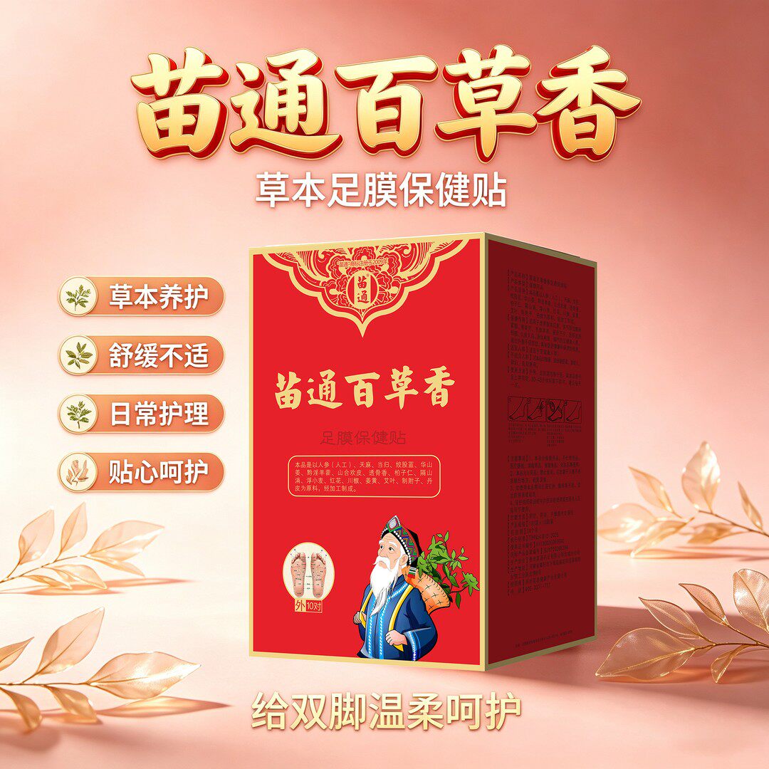 苗通百草香足膜保健贴足部草本养护冬季保湿修复滋润 10对/盒图片
