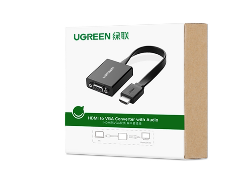 绿联40248 HDMI转VGA线 高清转换器带音频接口40247白  MM103