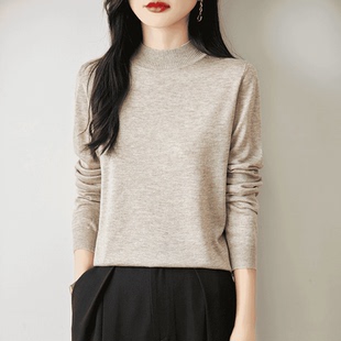 PY6123春秋精纺羊毛半高领基础上衣软糯舒适薄款 女 针织打底衫
