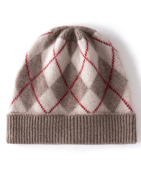 MJ1026女士羊绒菱格纹针织帽,复古与活力碰撞出冬日吸睛时尚单品