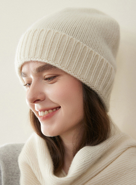 ZX10156秋冬女100%山羊绒针织帽 温暖标配简约设计尽显慵懒高级感