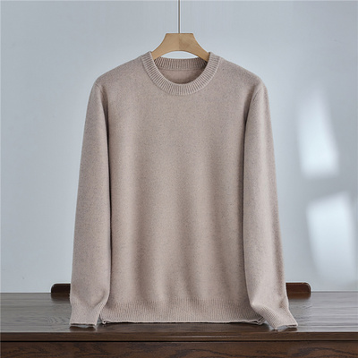 DQ25505秋冬男士纯色圆领毛衣 100%羊毛针织新款简约百搭针织衫