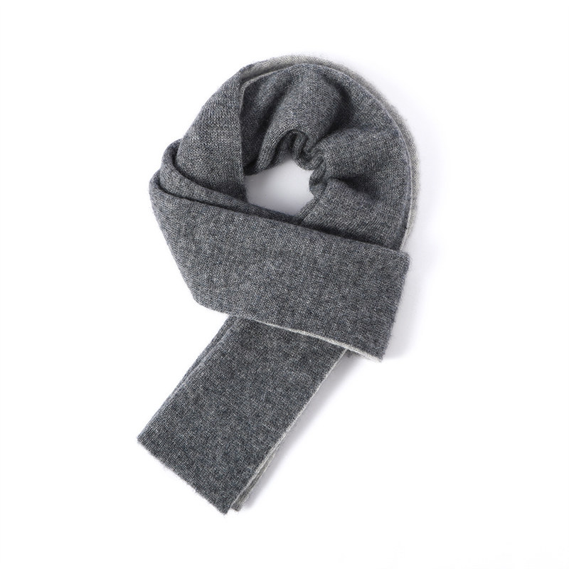 XR146新年喜庆红色羊绒围巾秋冬针织加厚保暖 拼边围脖男女百搭