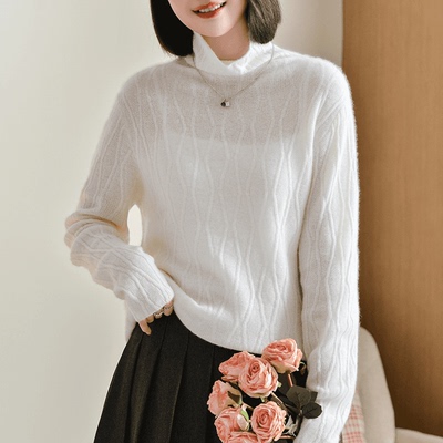 SS611秋冬款重工女100%羊毛12针自由领针织毛衣时尚衣橱款