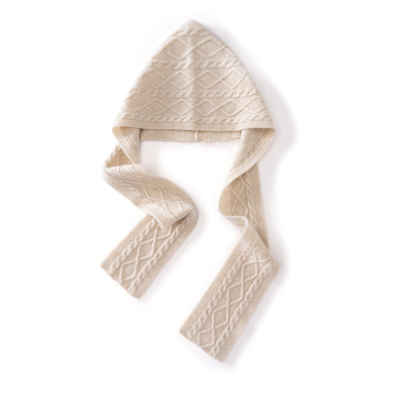 MJ1061女士羊绒针织连帽围巾在温暖包裹中解锁冬日穿搭个性与舒适,服饰配件/皮带/帽子/围巾,帽子,淘宝优惠券,粉丝福利购,淘宝优惠卷