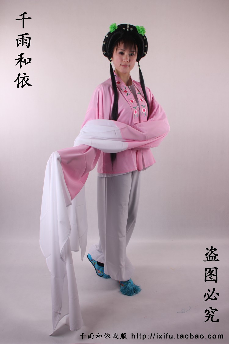 练功对披练功水袖衣戏曲对披戏曲练功衣花旦练功上衣淡粉红色